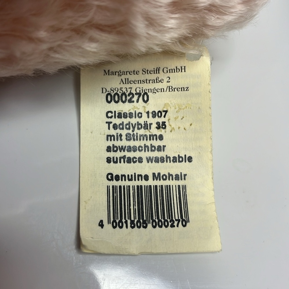 Steiff 1907 Classic Pink Mohair Teddy - Picture 10 of 10